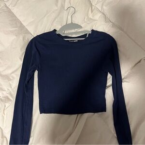 Fashion Nova Cropped Long Sleeve - Navy Blue